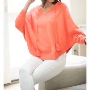 NEW BURGESS SWEATERS tess poncho in papaya